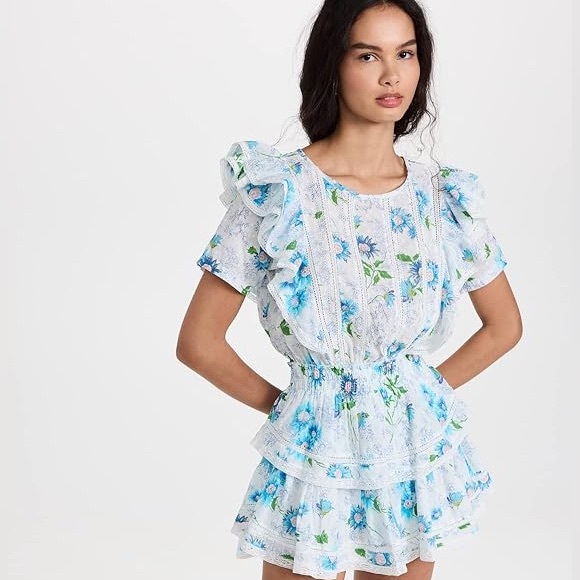 blue or white dress Zapaka Women Flower Tiered Prom with Bows A-Line Made Of Honor Dresses Style:Stone-Washed（Black belt） cat_shirts_&_blouses